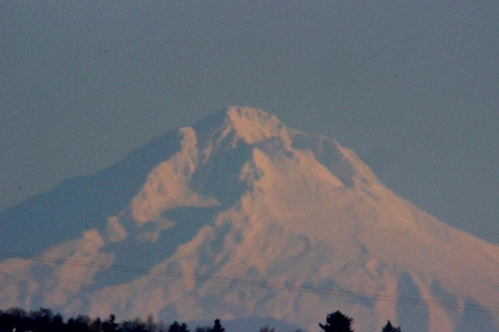 Mt Jefferson is visible, here in fading evening light.