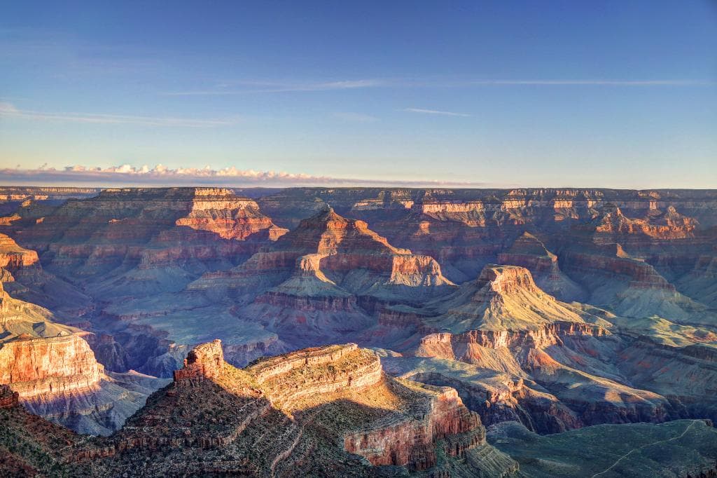 Sunrise view from atop Bright Angel Trail