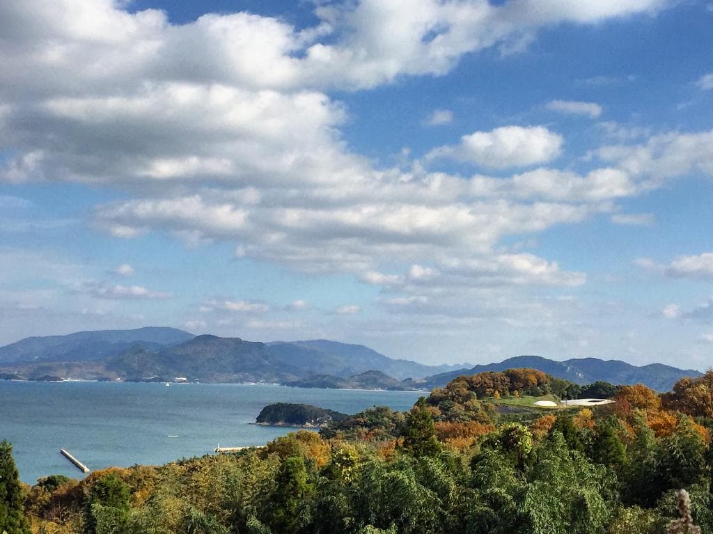 Teshima Art Museum blends into its landscape, overlooking the ocean