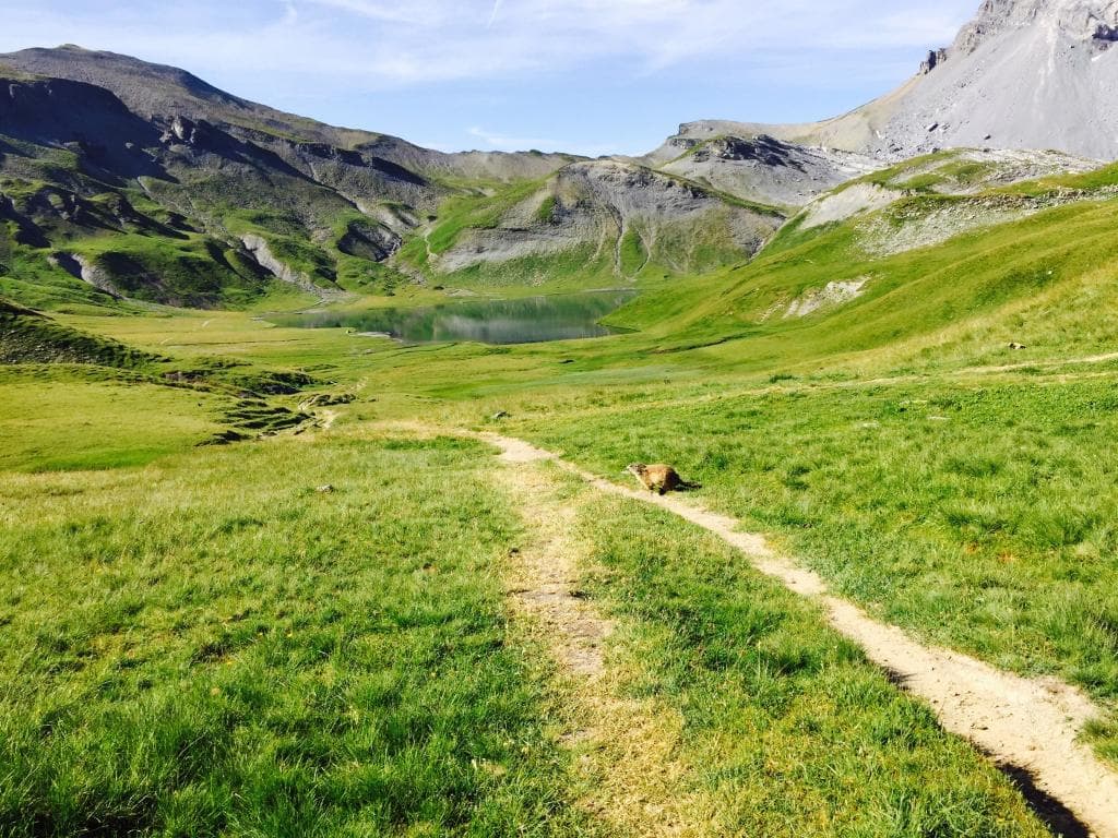 Breche de Rateliere in the background, behind Lac d'Anterne, coming from Refuge Albert Wills