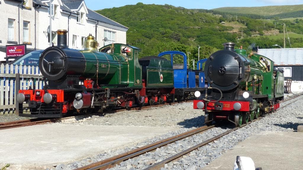 two of three visiting engines back on fairbourne track for a Centenary Reunion