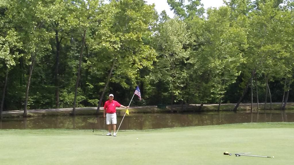 Memorial Day flagstick on #4