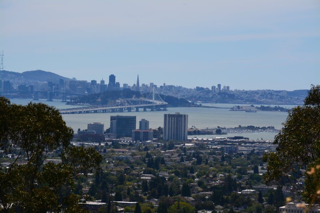 Bay Bridge twisting towards San Francisco