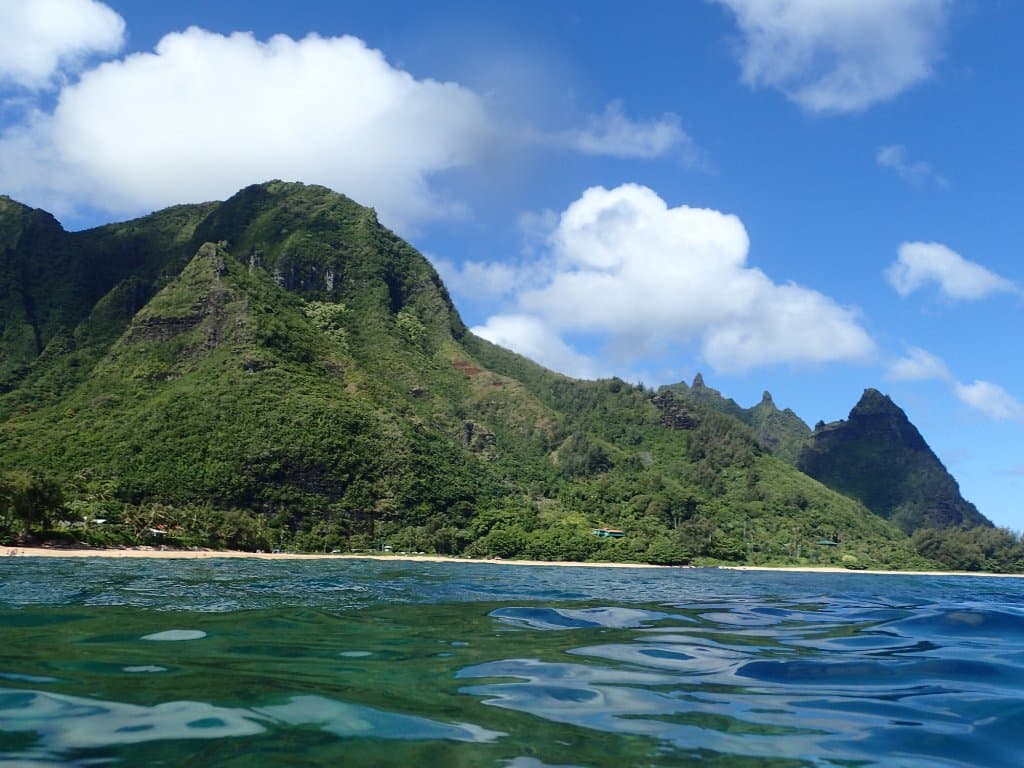 Haena Beach and Bali Hai backdrop from the reef