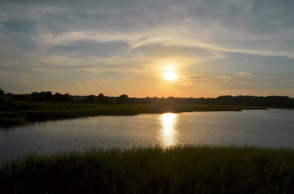 Sunset over the waterway
