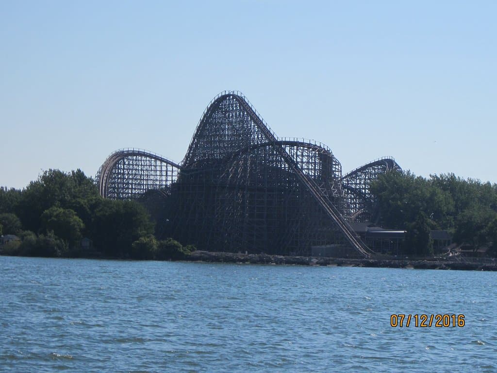 View from boat of Cedar Point