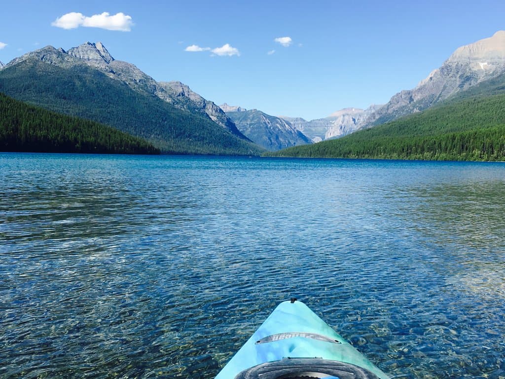 Kayaking on crystal clear water