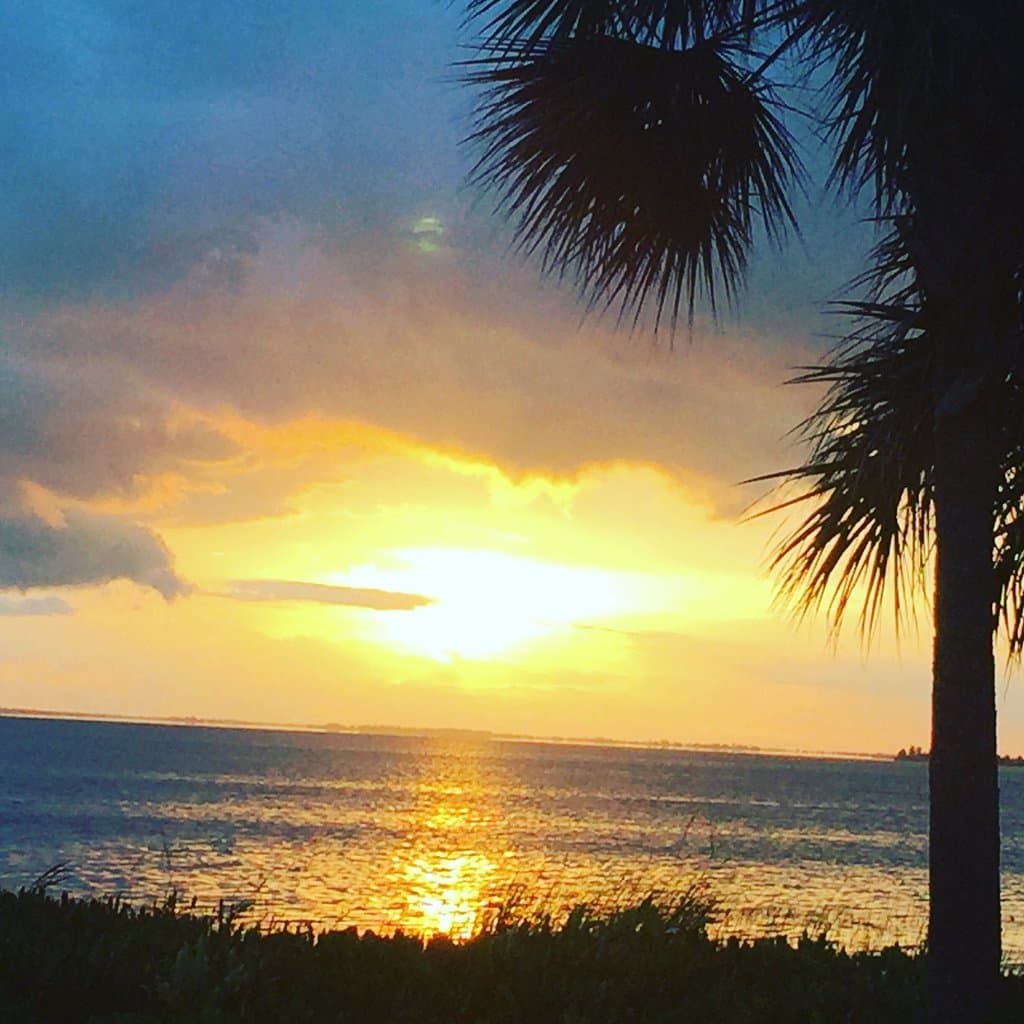 sunset over the lake