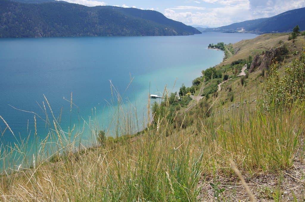 Weithend baumlos, aber ruhig und mit Badesee.