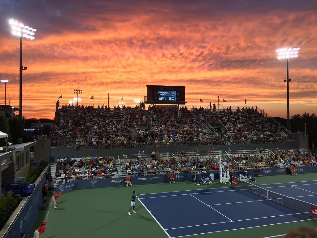 Sunset looking west, Stadium/Court 6.