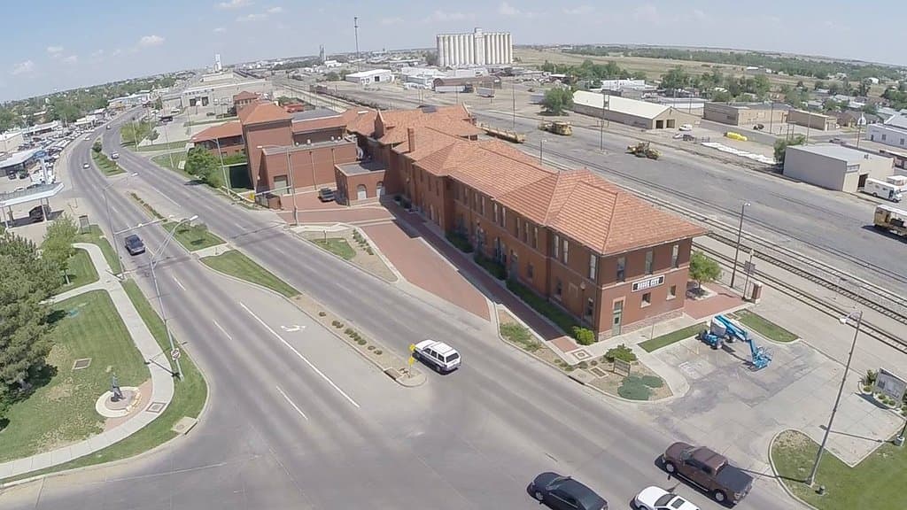 The Depot Theater from the air.