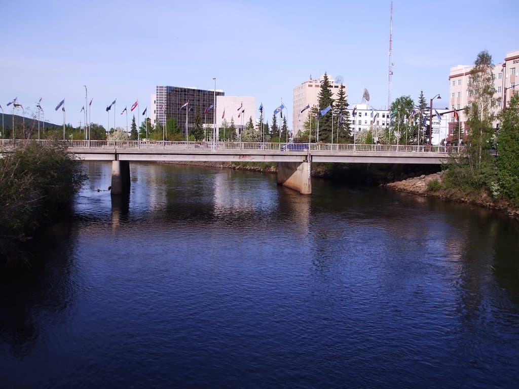 Downtown Fairbanks - Veterans' Memorial Bridge over the Chena River