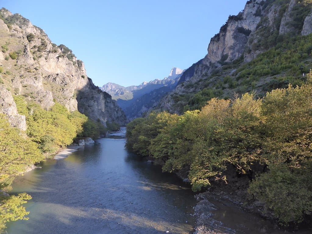 View of the Vikos Gorge from Konitsa bridge.