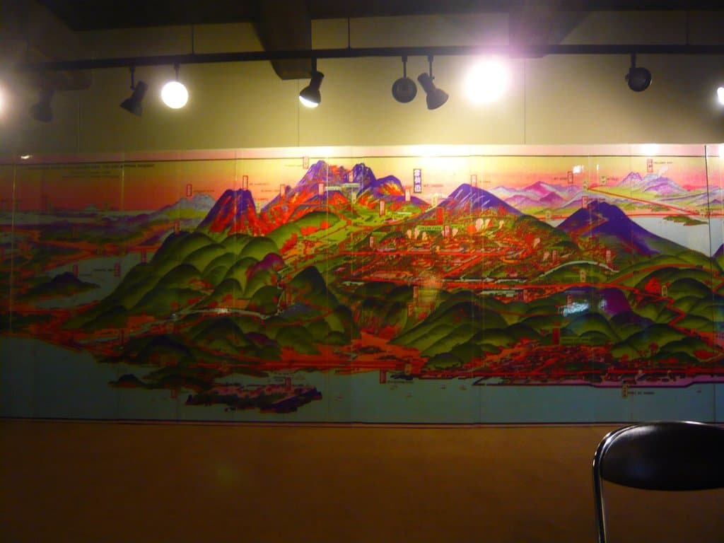 Hokusai style paintings showing Shimabara Peninsula