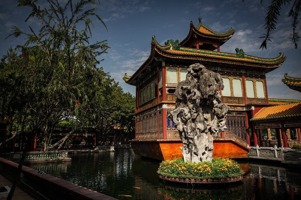 One of Baomo's stylised traditional temples