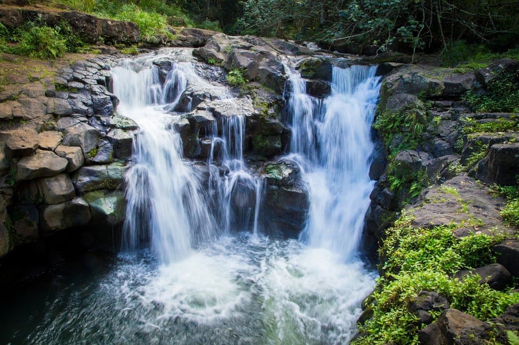 The falls from the other side of the stream