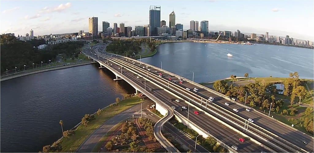Narrows Bridge and Perth city background
