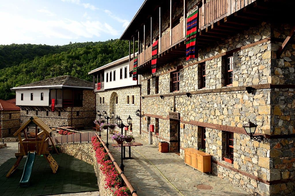 Located on the square, children's playground offers fun for the little ones.