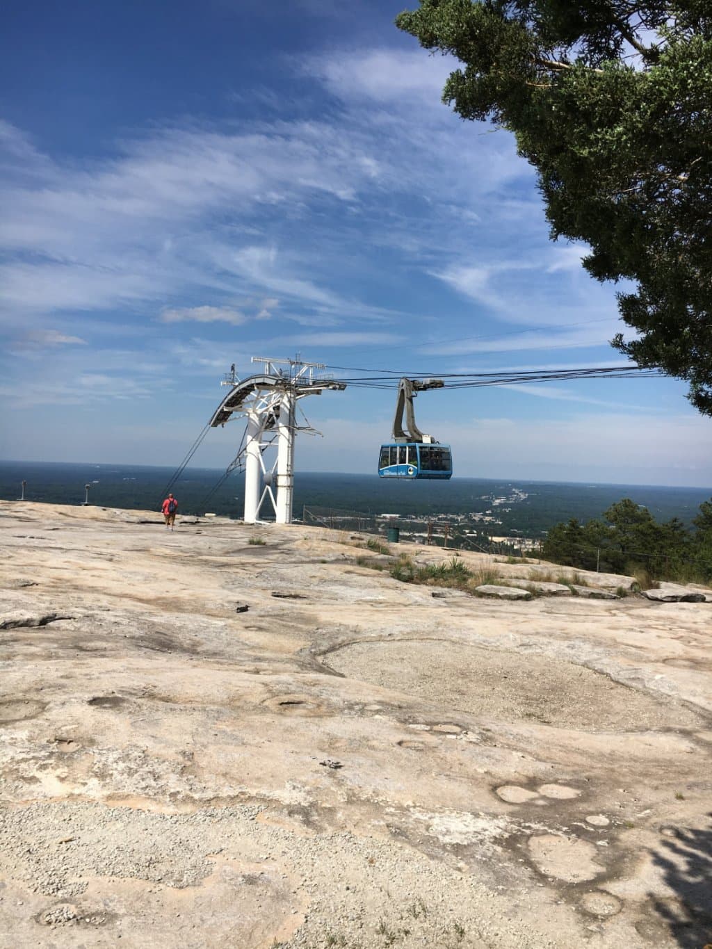 SkyLift car from the top of Stone Mountain