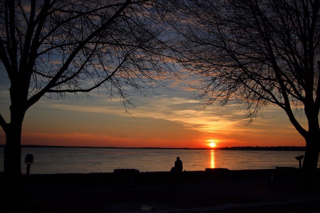 Beautiful Sunset view in clear lake..