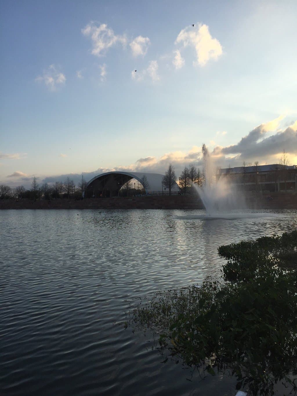 Beautiful lake next to farmers market.