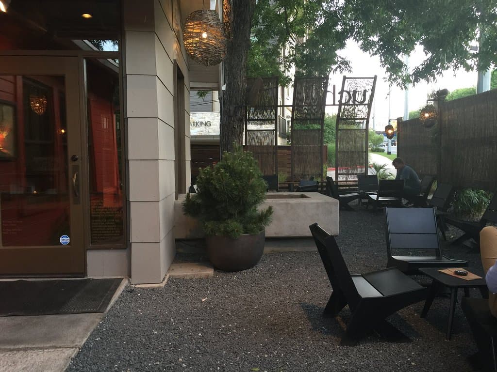 The serene and elegant outdoor waiting area