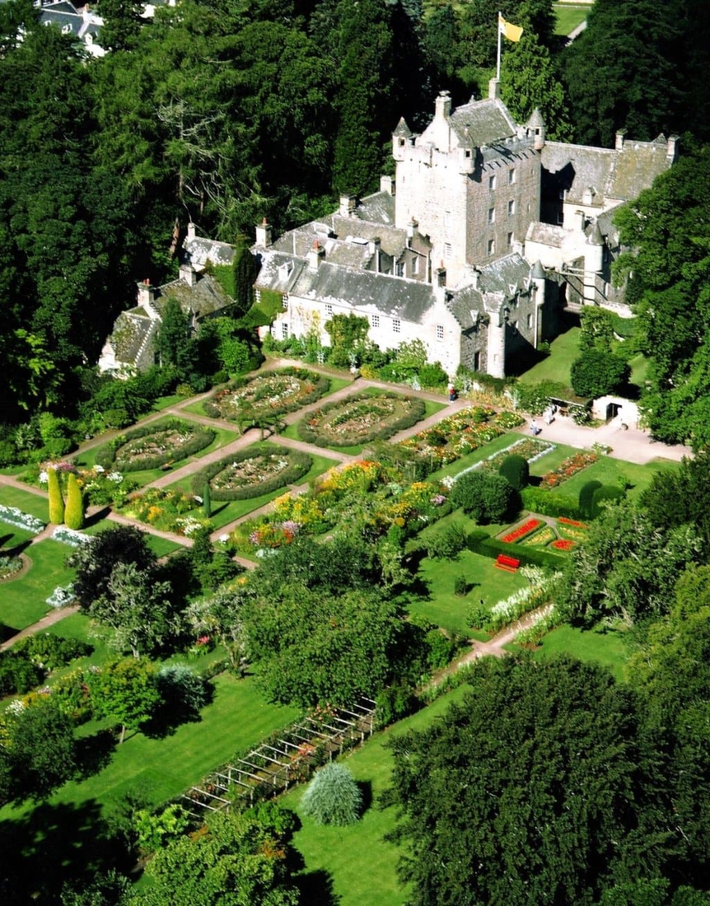 Cawdor Castle and gardens from the air
