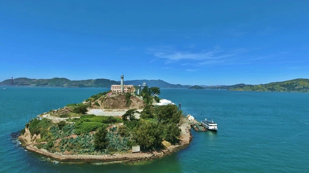 Aerial shot of Alcatraz Skyline...