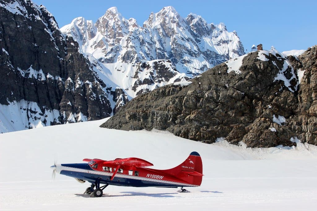 A glacier landing with our De Havilland Otter.