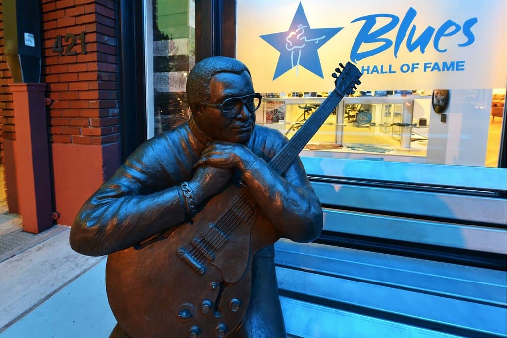 Little Milton statue, greeting guests outside of the museum