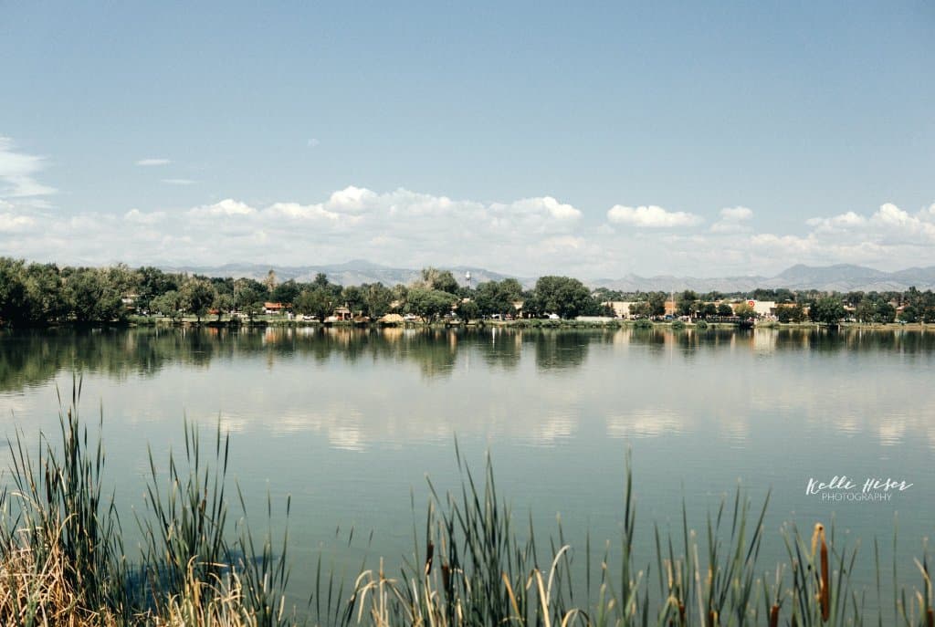 View of the mounains from the lake.