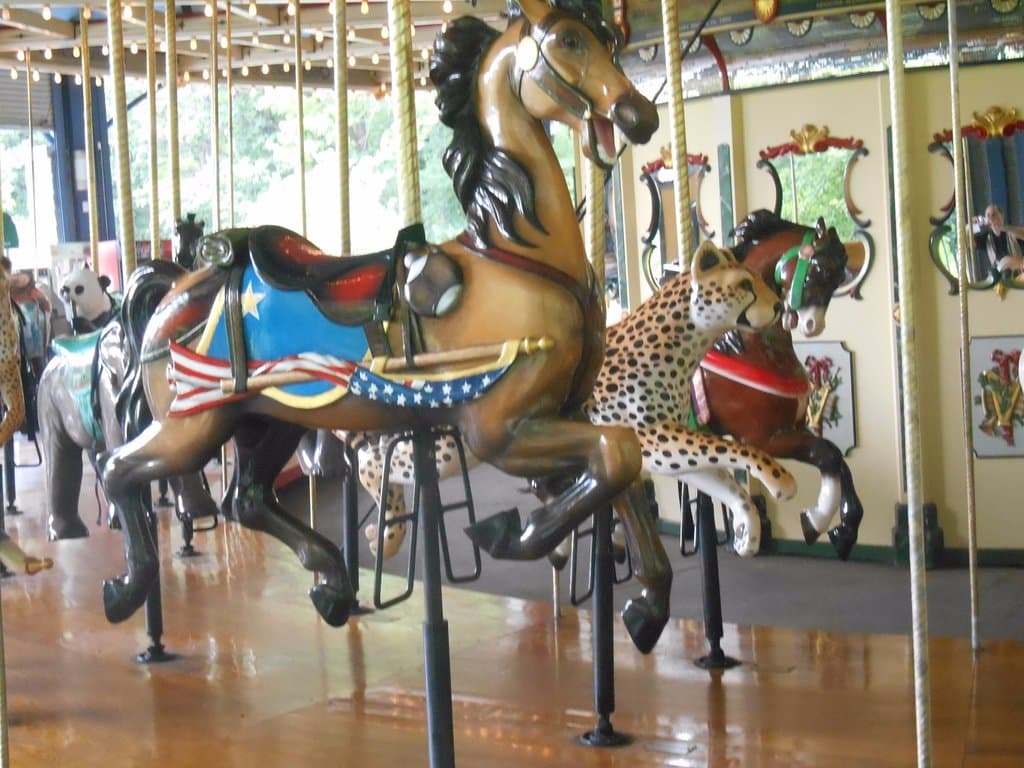 A set of animals on the Carousel for All Children.