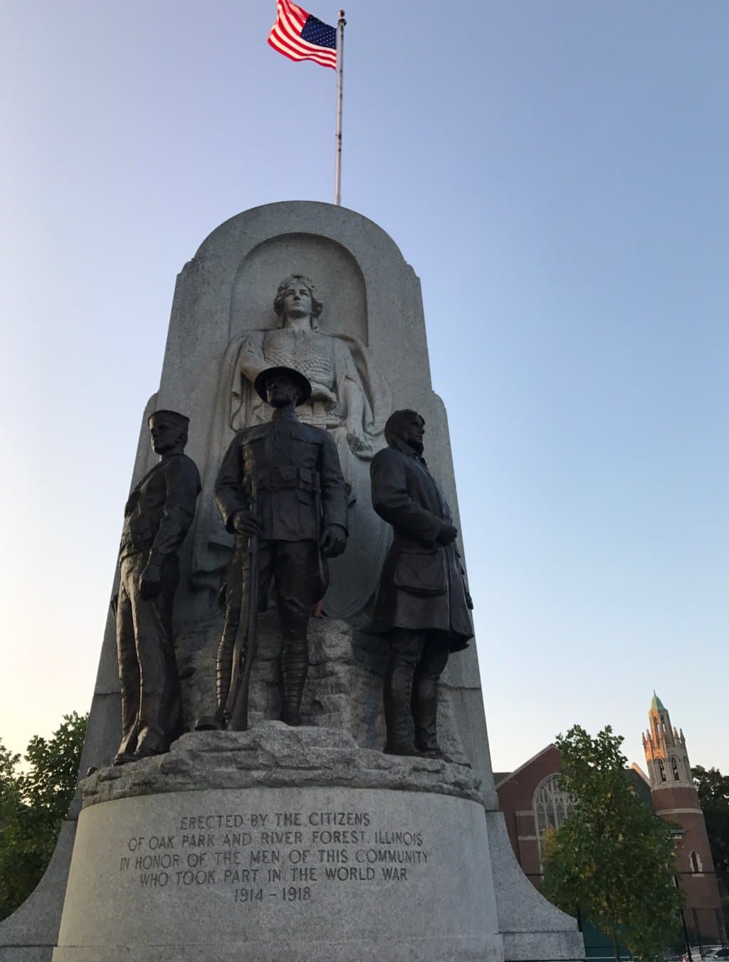 Scoville Park (Historic Register) near the Library. A monument to World War I Soldiers.