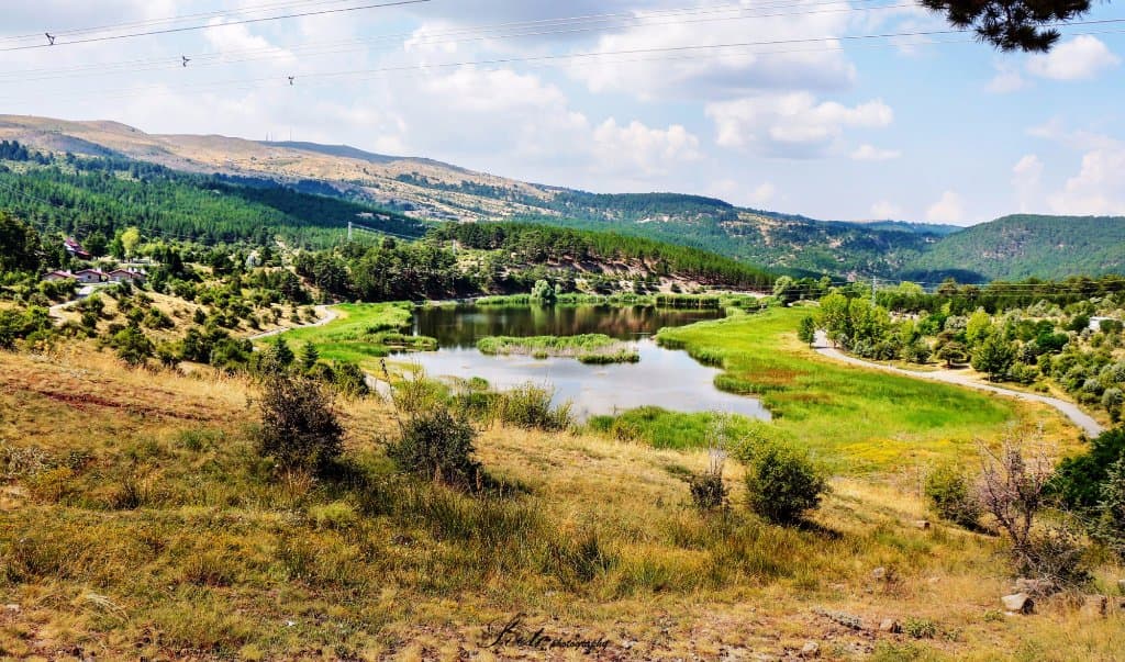 Tepeden göl manzarası