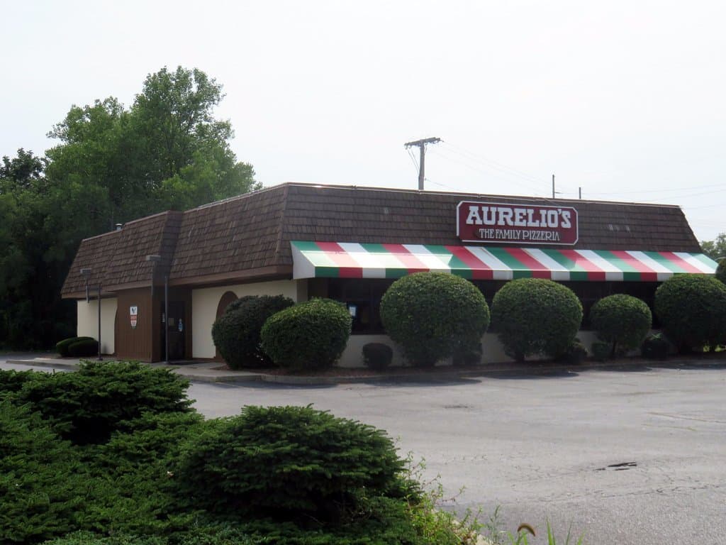 front of & entrance to Aurelio's Pizza