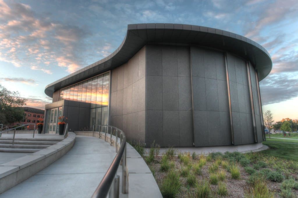 The museum's architecture is set apart from all other buildings on campus