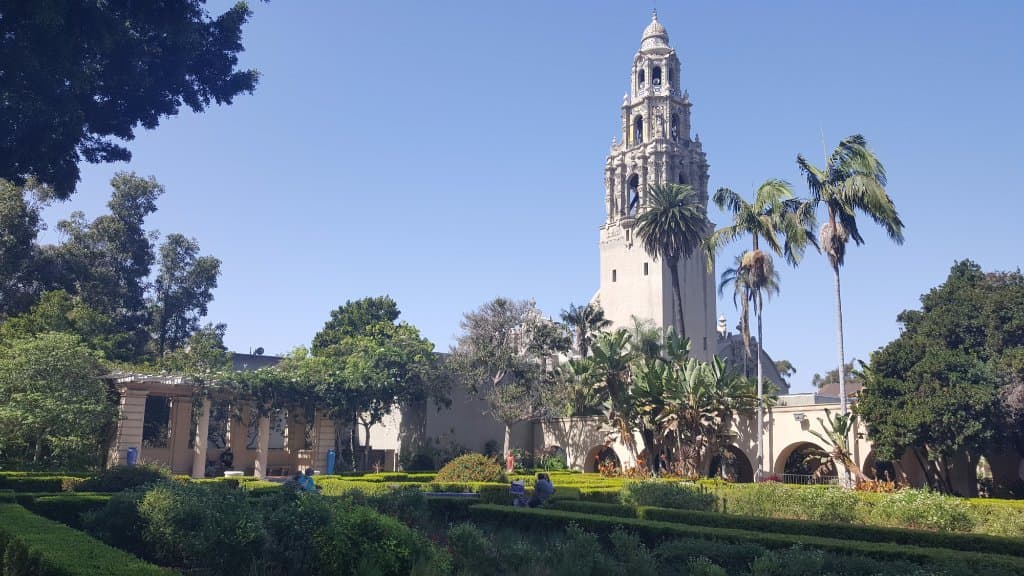 The iconic bell tower of Balboa Park is not accessible through the Musuem of Man
