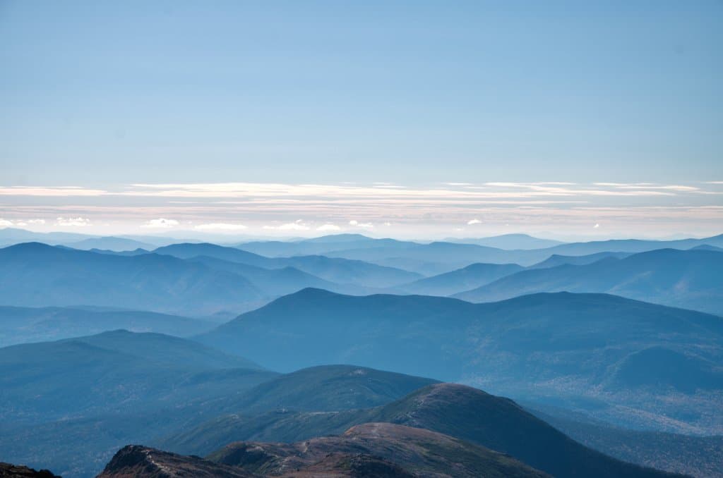 Majestic view from the top of Mt Washington on a clear day in October.