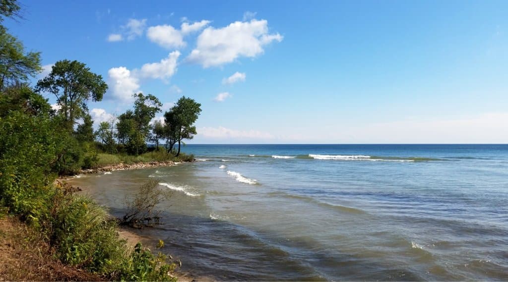 The point on Lake Michigan where the loading dock was located when the quarry was active