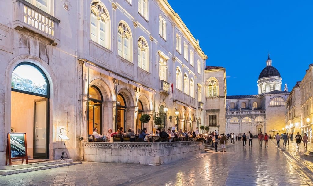 Terrace featuring views of Stradun street, St Blaise Church, Sponza Palace and Dubrovnik Cathedr