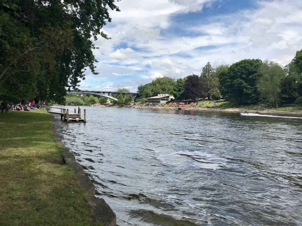 river walk in Parana Park looking toward the Anzac Parade and bridge