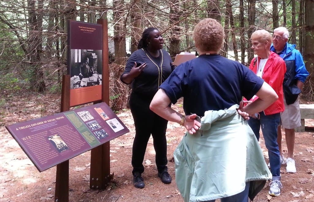 Felicia Jamison leading guided tour of WEB Du Bois Homesite in Great Barrington, MA.