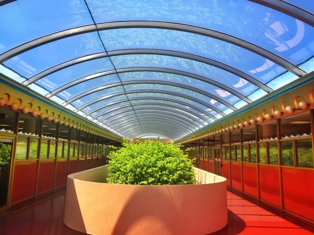 Looking down the hall on the top floor.