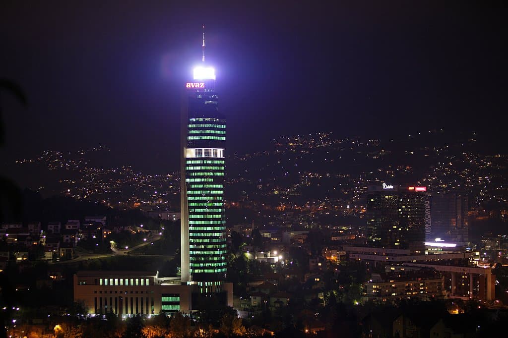Avaz Twist Tower at night