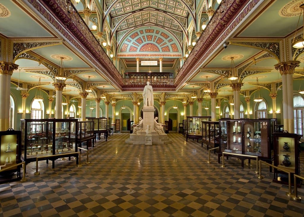 The Museum interior is a rare example of high Victorian design in India.
