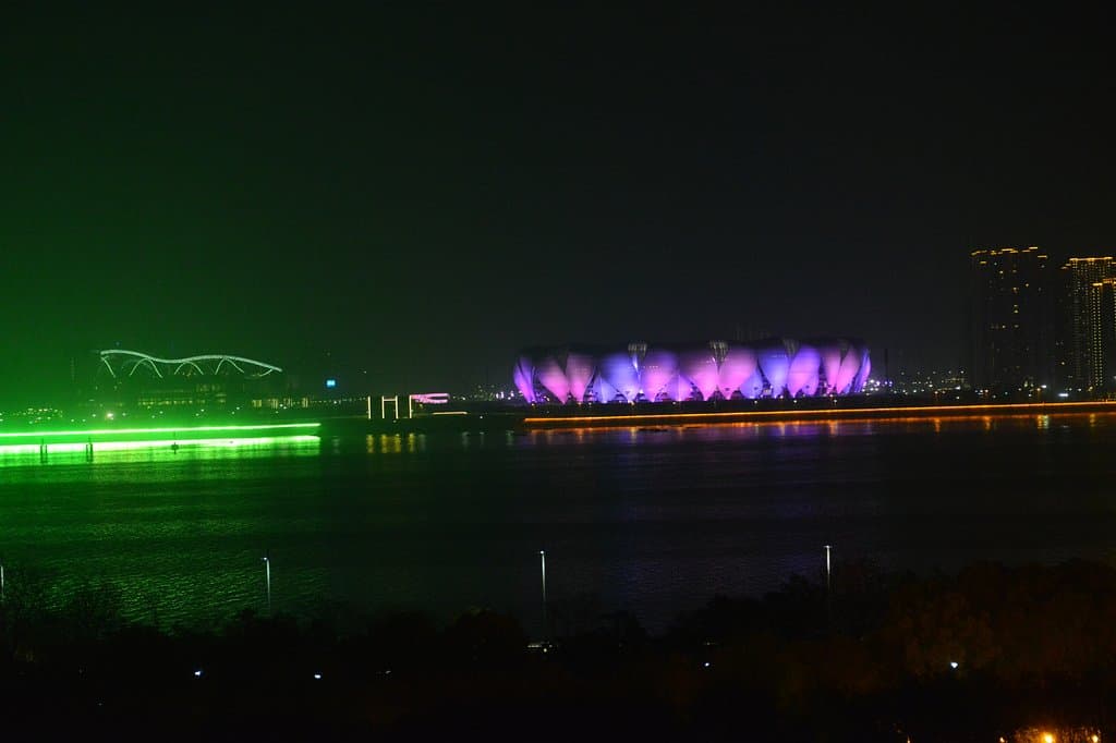 Hangzhou Stadium by night