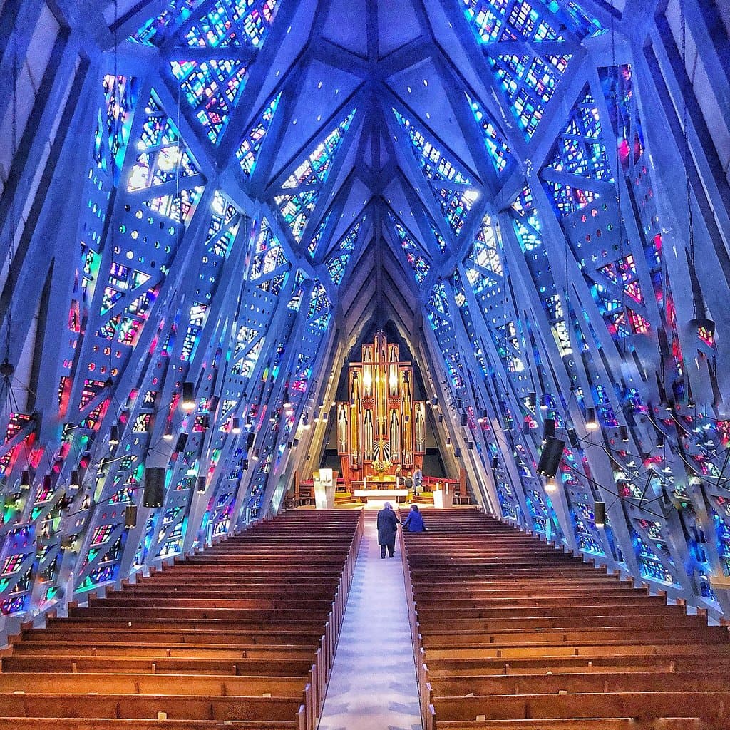 The Fist Presbyterian Church architecturally is beautiful inside. It’s known for the fish shape 