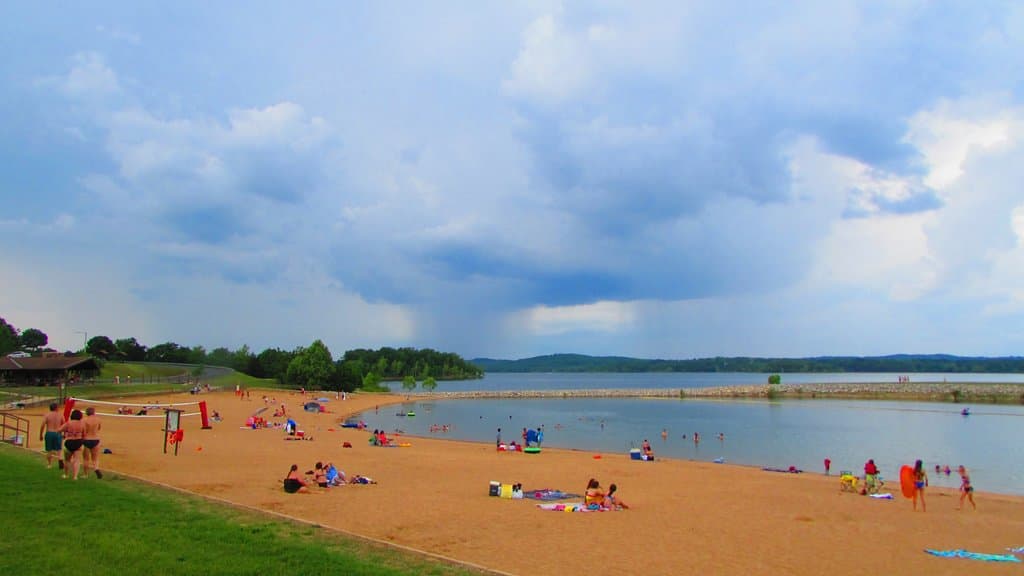 half of the beach