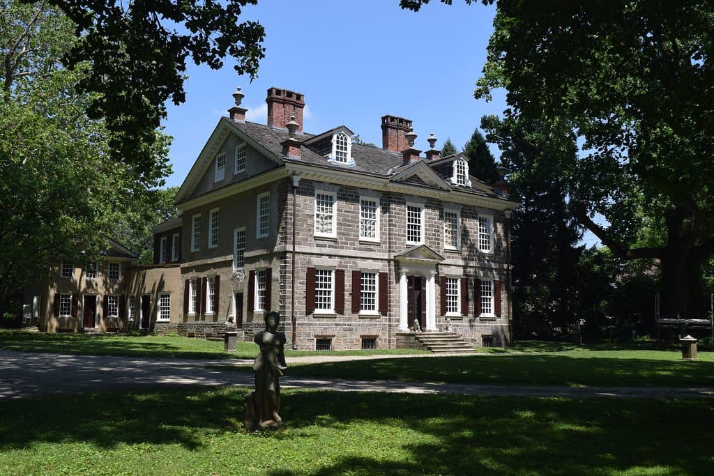 View of the Main House, Colonnade and 1767 Kitchen Dependency