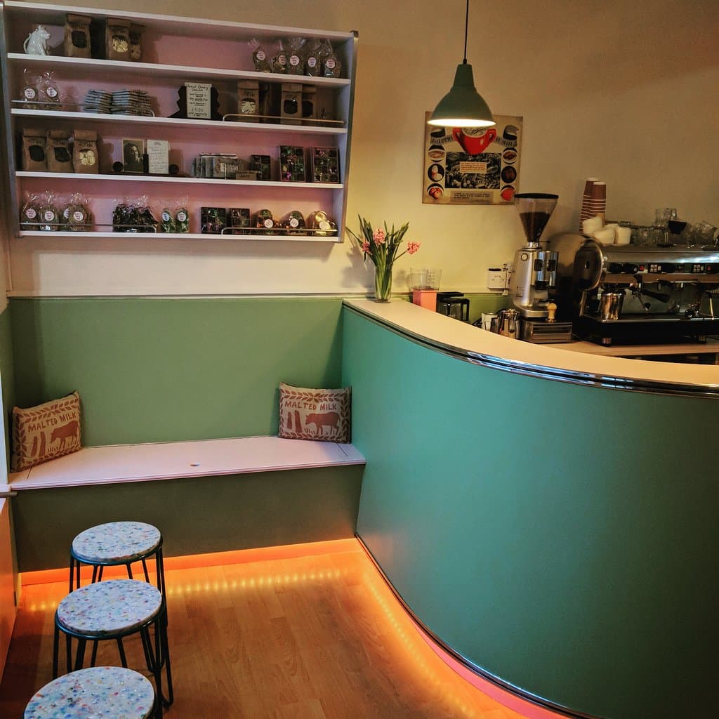 Our tiny, wee interior stuffed full with handmade chocolates and gelato made my Mary